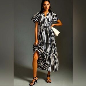 ⭐️Anthropologie Somerset Maxi Dress Carbon Black White Stripe XS⭐️